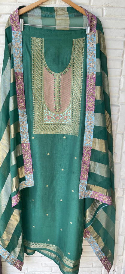 Banarasi tassar silk unstitched ladies suit Rc17722 (d)