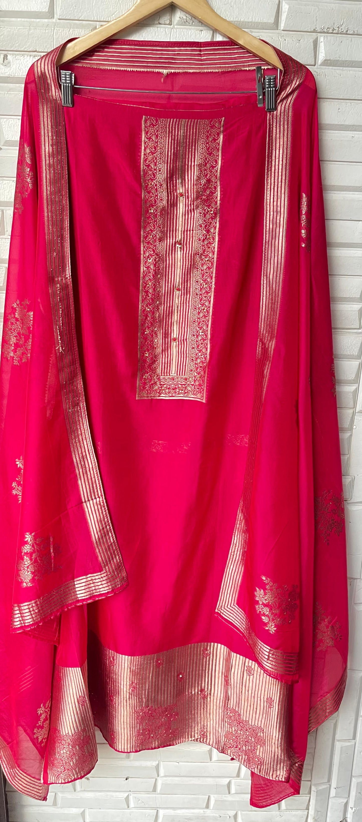 Banarasi organza silk unstitched ladies suit Rc17697