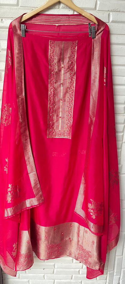 Banarasi organza silk unstitched ladies suit Rc17697