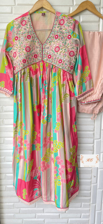 Muslin readymade ladies suit Rc12148
