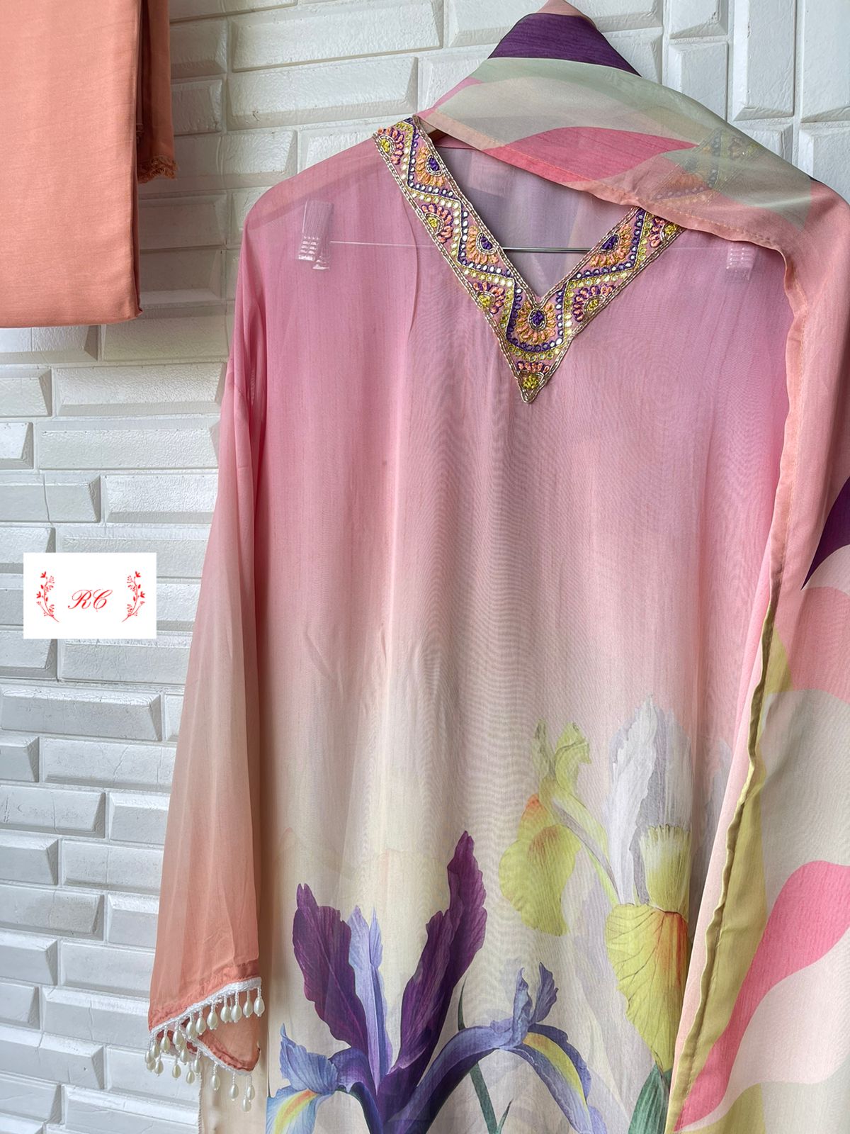 Organza Printed Semi Stitched Ladies Suit Rc 15199