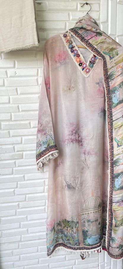 Muslin silk unstitched ladies suit Rc16951
