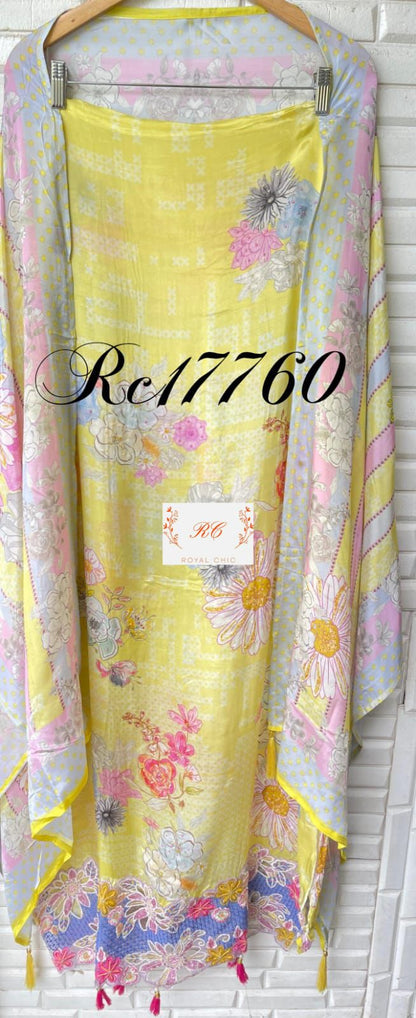 Muslin silk unstitched ladies suit Rc17760