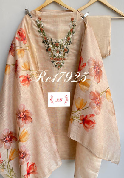 Self shimmer silk unstitched ladies suit Rc17925 (b)