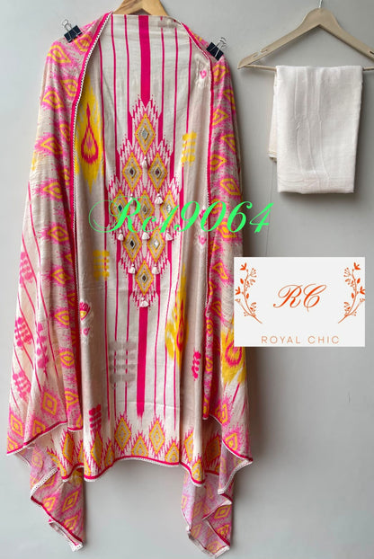 Pure cotton printed ladies unstitched suit Rc19064