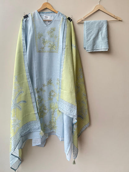 Pure linen printed unstitched ladies suit Rc18914