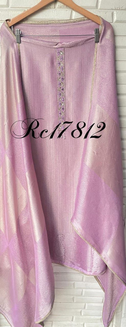 Pure brocade silk unstitched ladies suit Rc17812