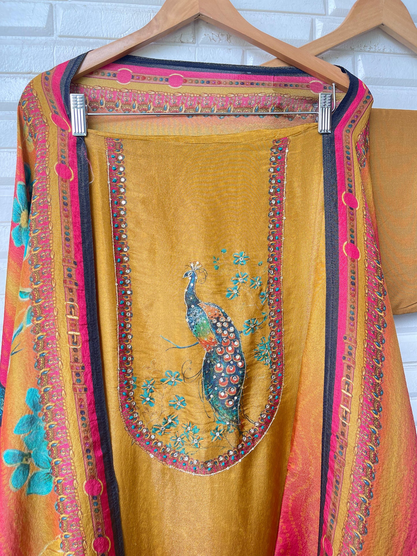 Self shimmer silk unstitched ladies suit Rc17717