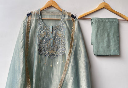 Extremely Elegant Pure Shimmer Crushed Tissue 3 Pcs Unstitched Suit Set