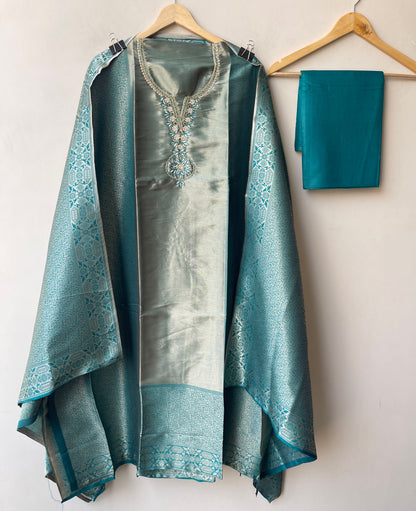 Shimmer Giraffe Silk woven unstitched suit set