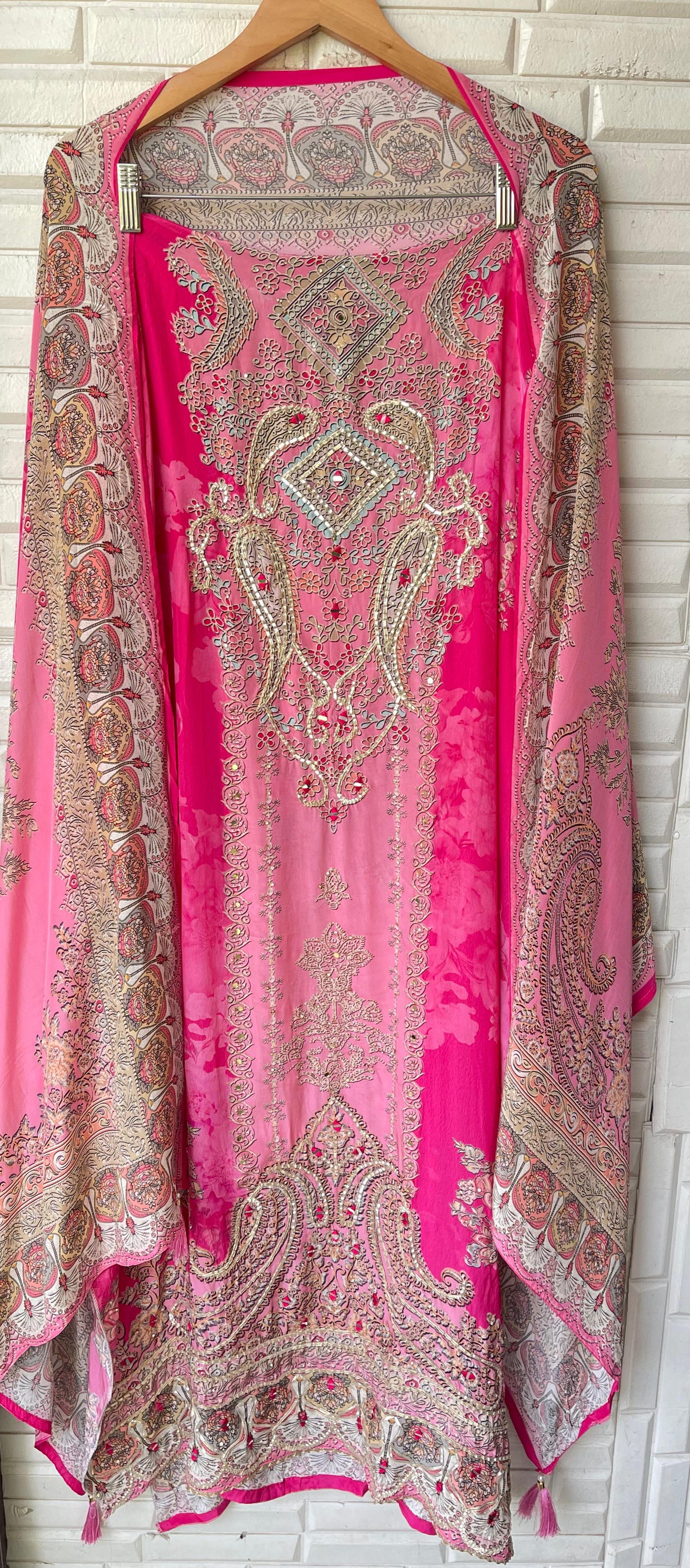 Satin crape unstitched ladies suit Rc17996