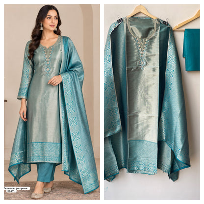 Shimmer Giraffe Silk woven unstitched suit set