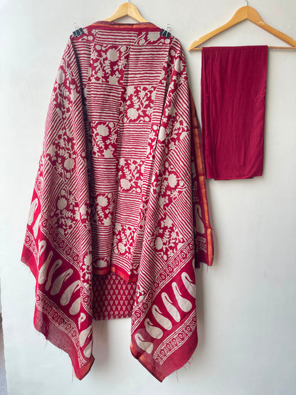 Maheshwari cotton chanderi unstitched printed ladies suit Rc19284 (b)