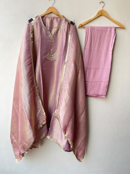 Premium Shimmer Giraffe Silk Unstitched 3 Pcs Designer Suit Set