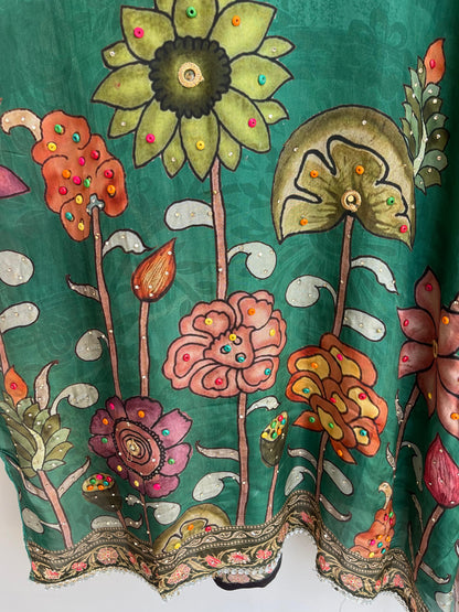 Crape satin unstitched ladies suit Rc17884