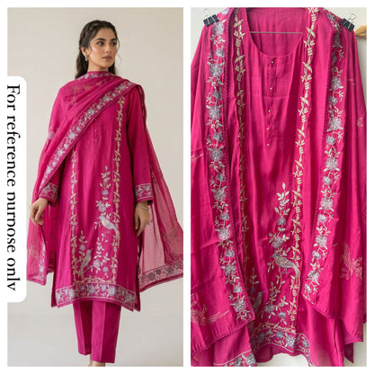 Mul Chanderi Unstitched Ladies Suit - RC18874