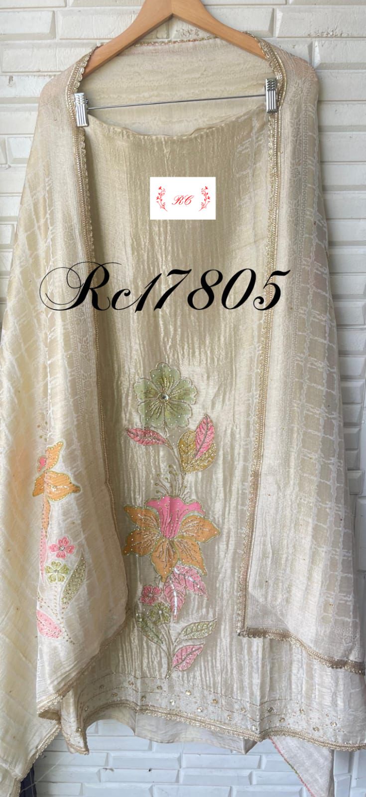 Crushed shimmer silk unstitched ladies suit Rc17805