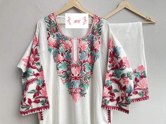 Kashmiri kadai woolen pheron readymade ladies coord set Rc17876