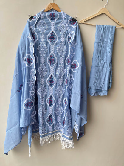 Mul chanderi printed ladies unstitched suit Rc18965