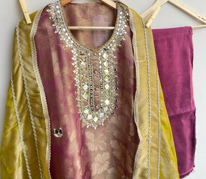 Self shimmer silk unstitched ladies suit Rc17923 (b)