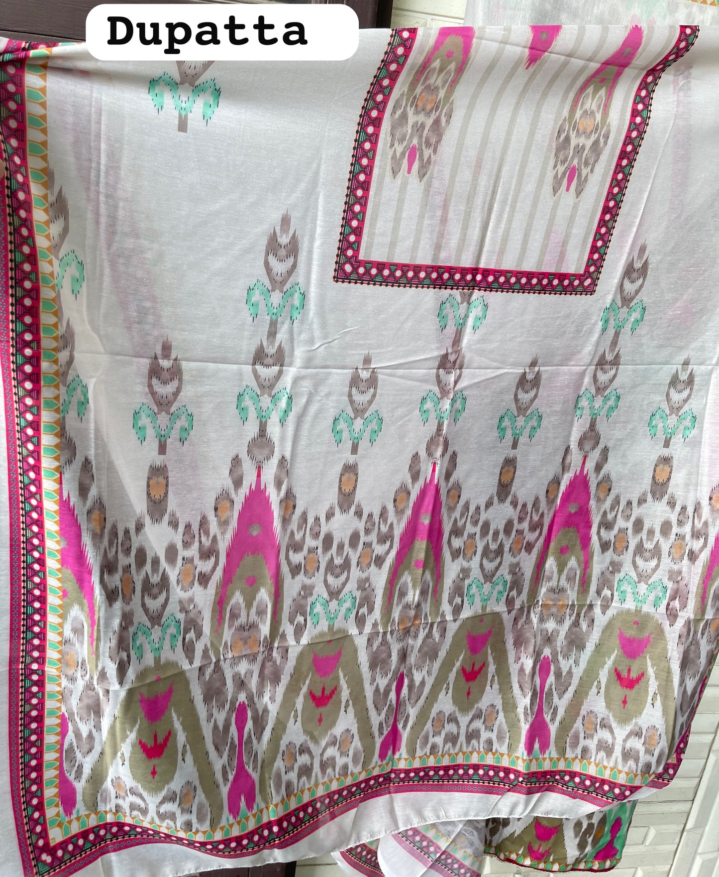 Mul chanderi cotton printed unstitched ladies suit Rc19297