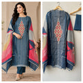Designer Shimmer Linen Printed Unstitched 3 Pcs Suit Set