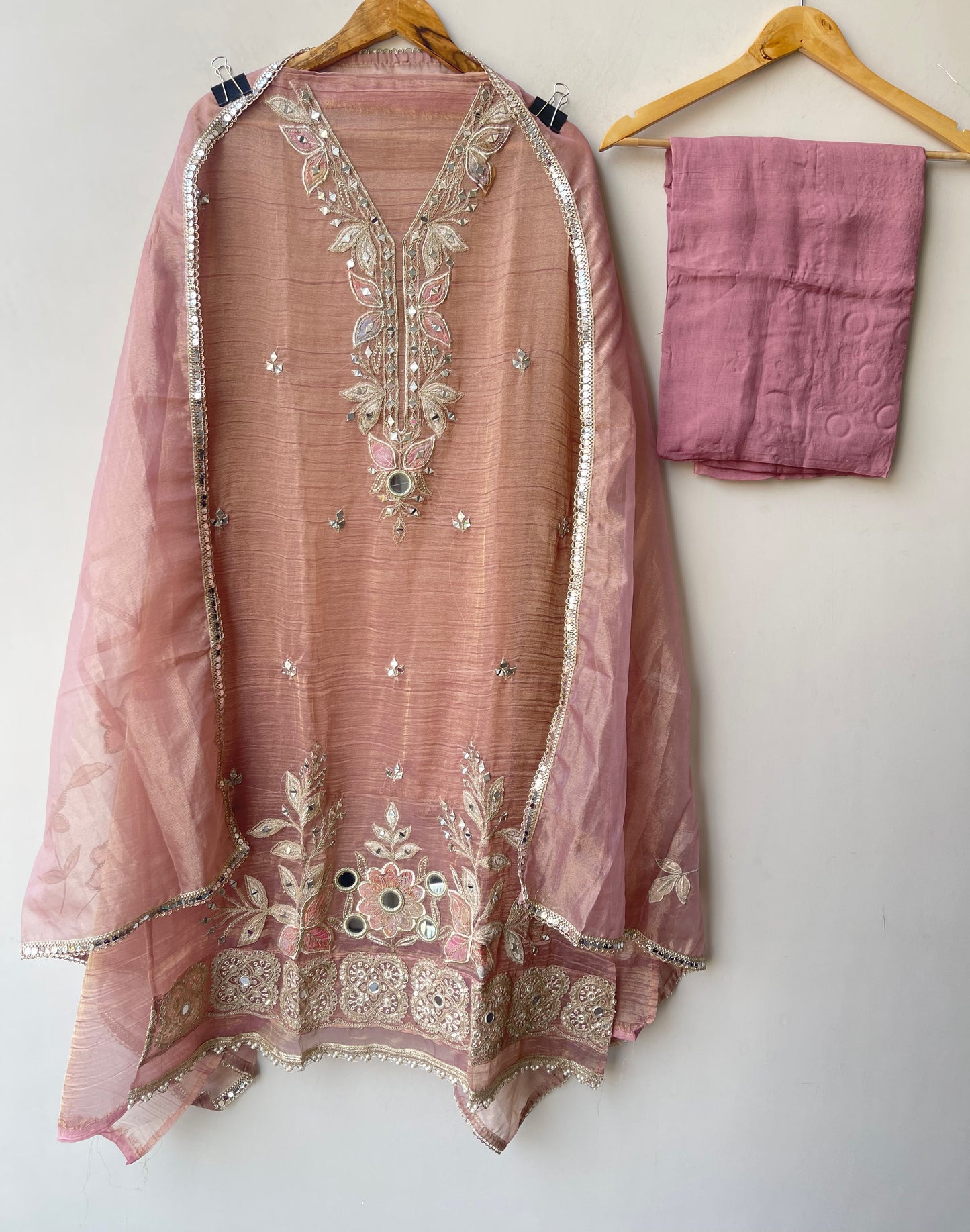 Elegant shimmer tissue ladies unstitched suit