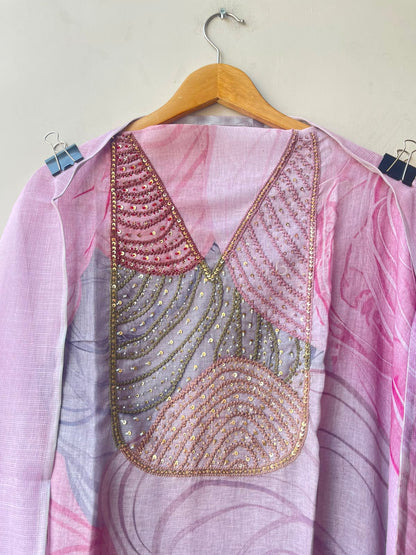 Linen printed unstitched ladies suit Rc19045