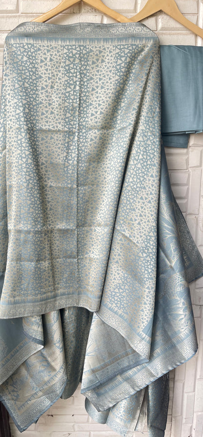 Premium Shimmer Giraffe Silk woven  Unstitched Designer Suit Set