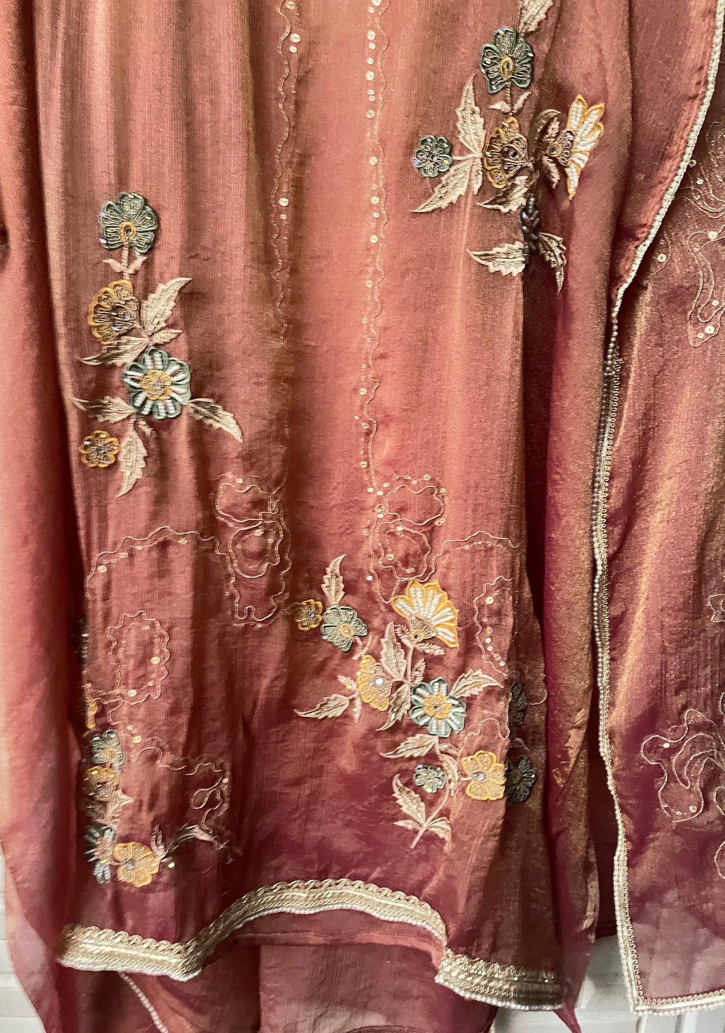 Self crushed shimmer chinon unstitched ladies suit Rc17788 (c)