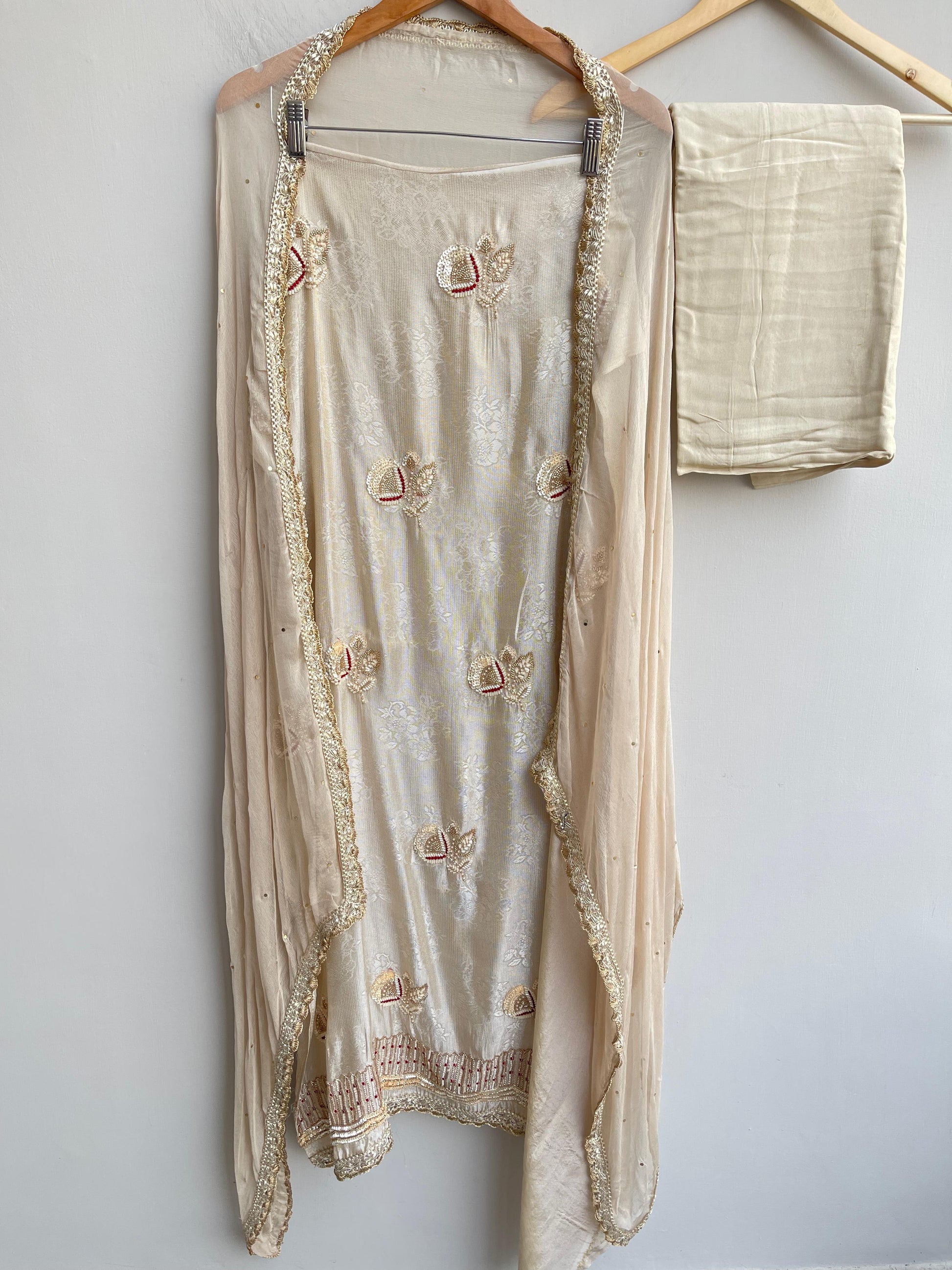 Self Burberry Shimmer Silk Unstitched Ladies Suit RC-18557
