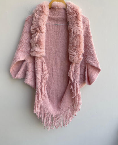 Freesize ponchos with fur Rc17830 (b)