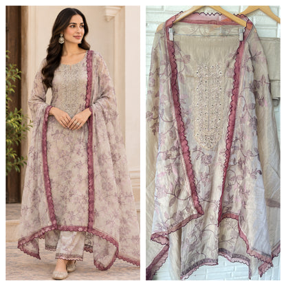 Elegant Shimmer Tissue Unstitched Designer Suit Set