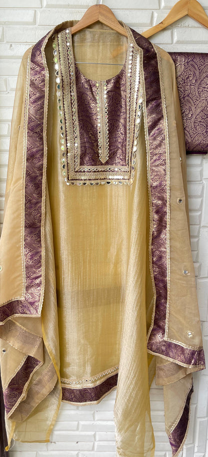 Crushed shimmer tissue unstitched ladies suit Rc17763 (b)