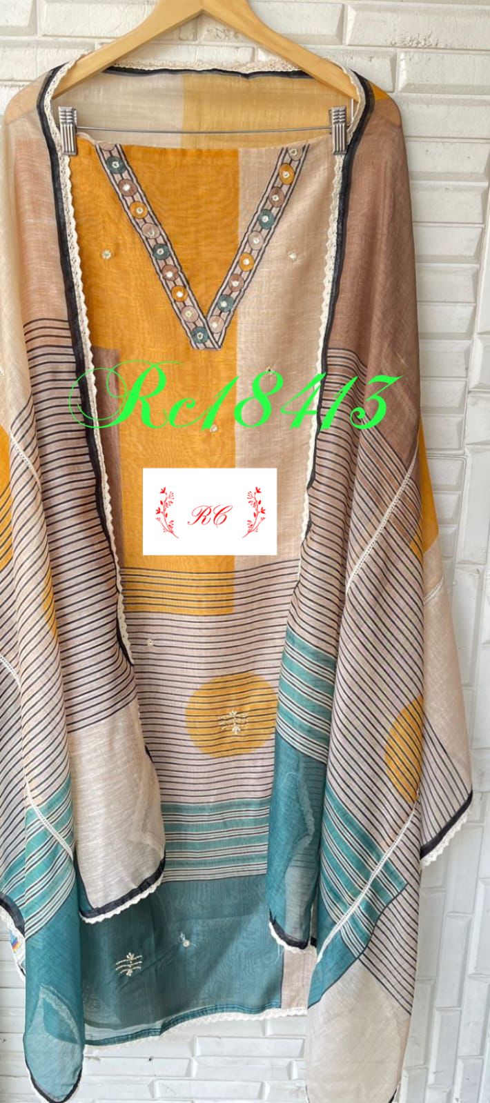 Soft Mul Chanderi Unstitched Ladies Suit RC-18413 – view 3