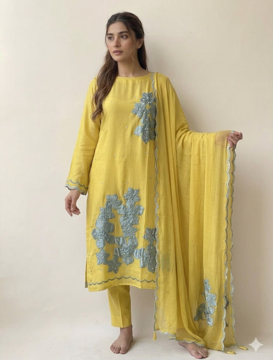 Mul chanderi unstitched ladies suit Rc18989