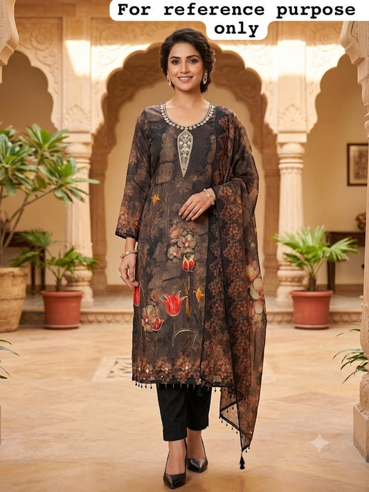Glass organza printed ladies unstitched suit Rc19316