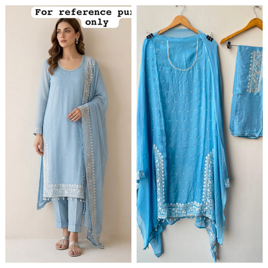 Organza Tuile Unstitched Ladies Suit with Zari Embroidery RC-19179 - Royal Chic by Priti