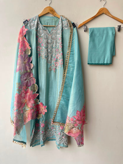Shimmer silk unstitched ladies suit Rc19145