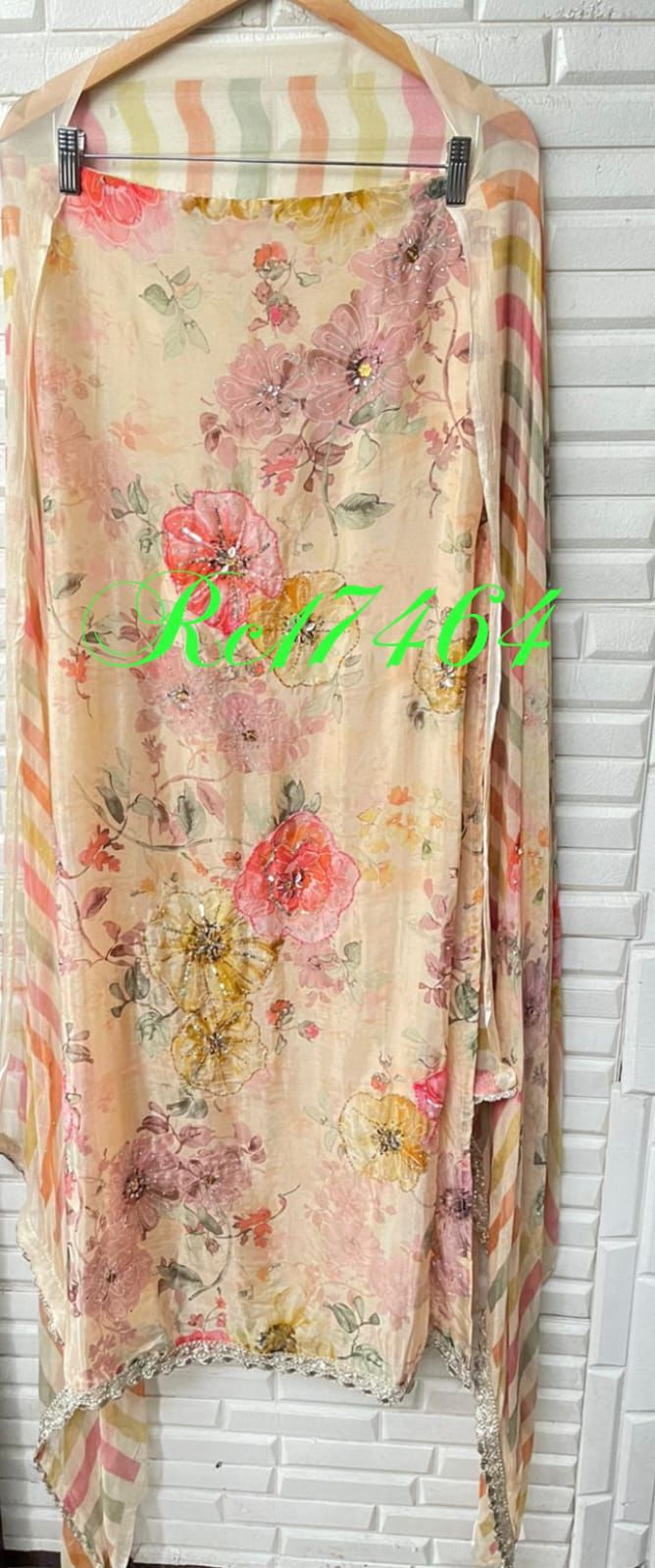 Glass organza unstitched ladies suit Rc17465
