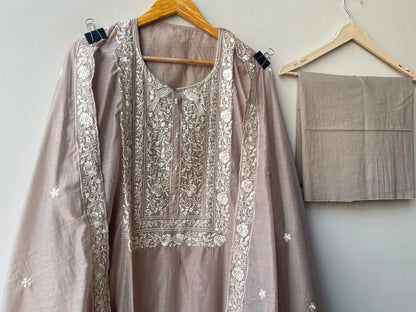 Mul chanderi unstitched ladies suit