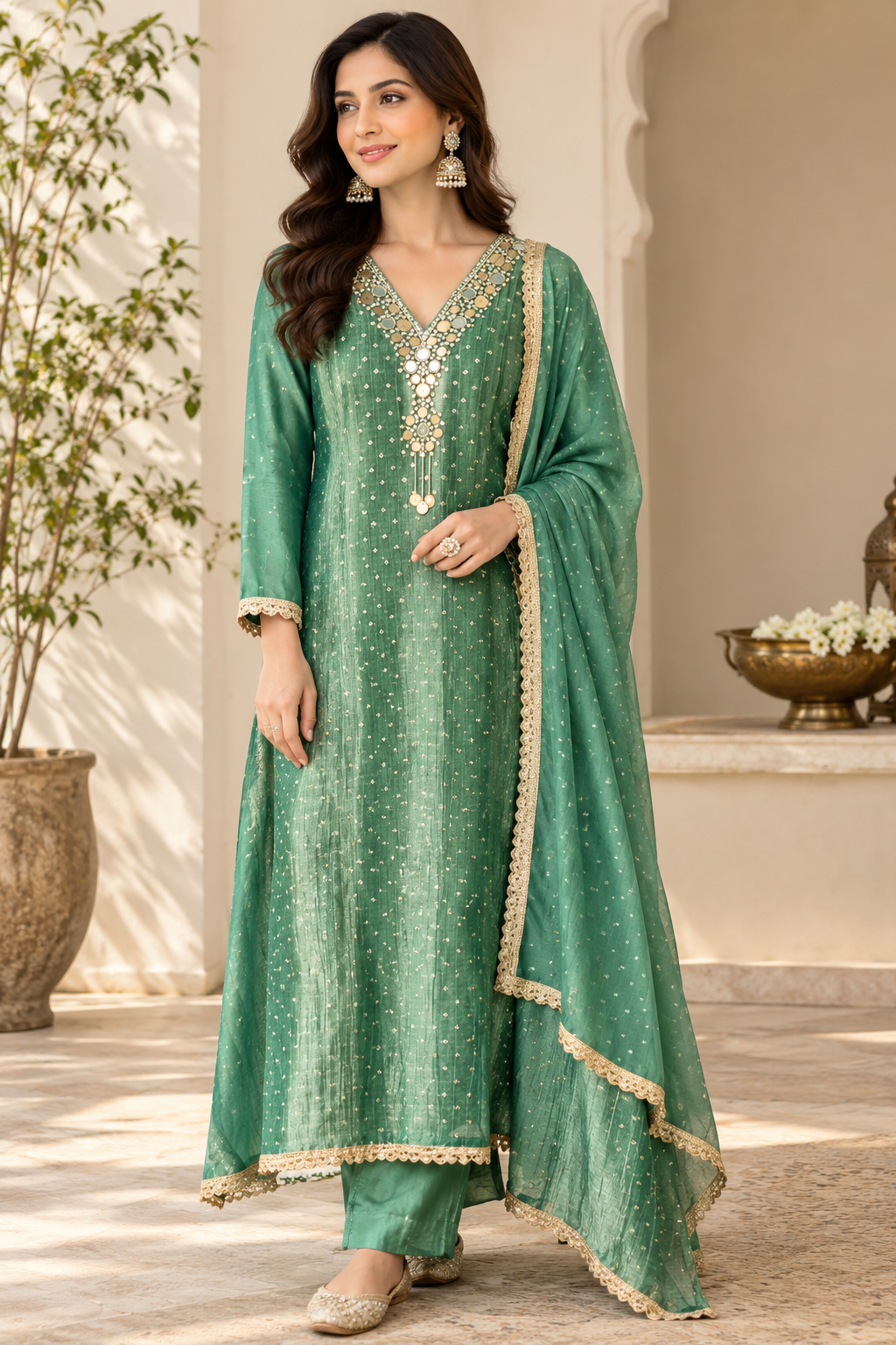 Banarasi Shimmer Silk Elegant Unstitched Suit Set