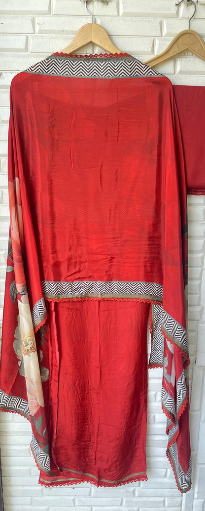 Crape satin unstitched ladies suit Rc17830 (a)