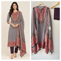 Exquisite Pure Silk Printed Unstitched Designer 3 Pcs Suit Set