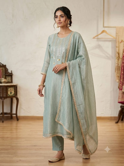 Pure crushed shimmer tissue unstitched ladies suit Rc19270 (b)