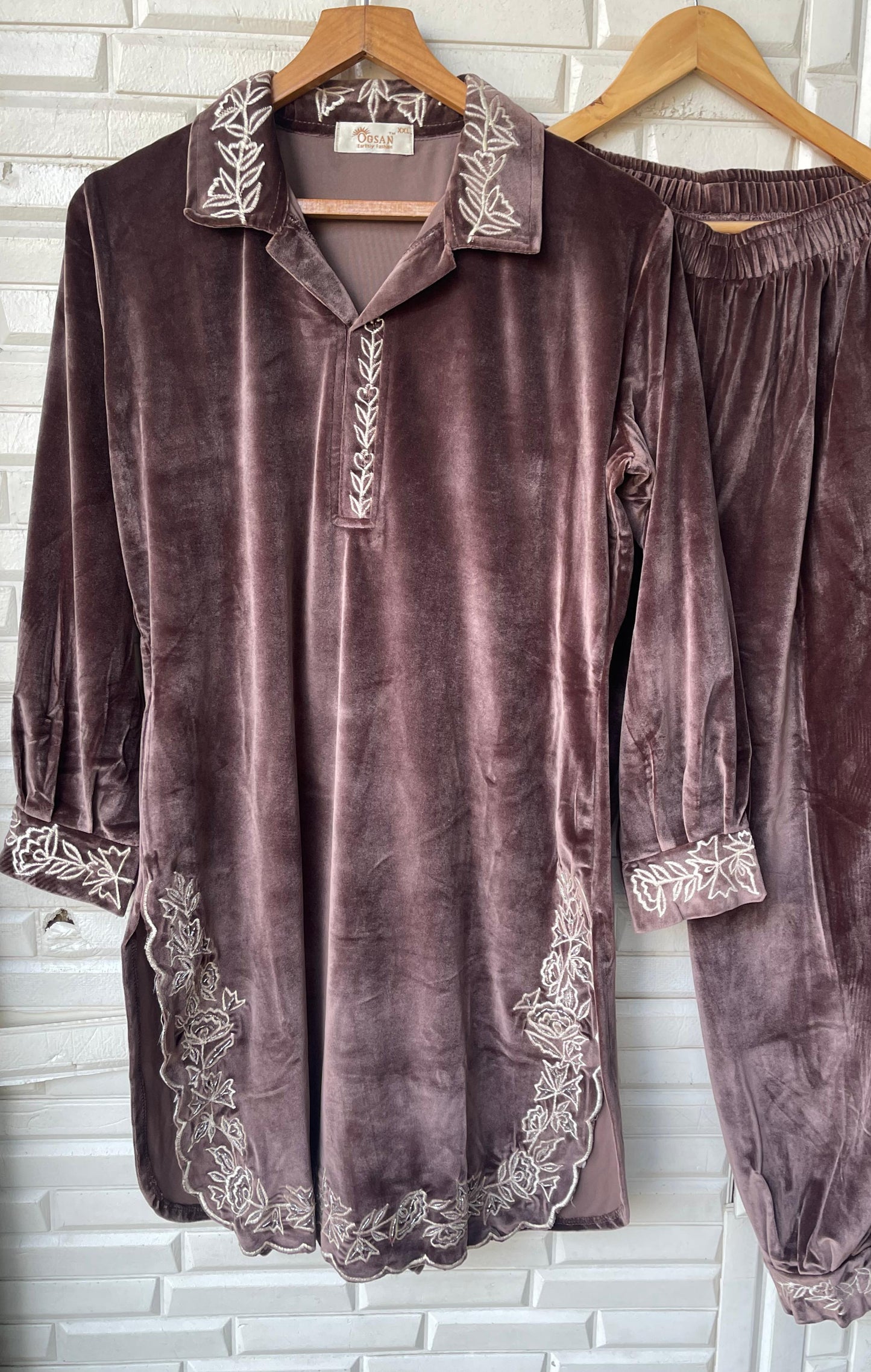 Velvet fully stitched winter ladies coord set Rc17998