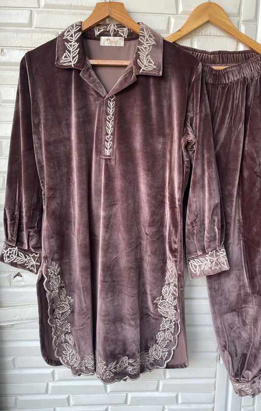 Velvet fully stitched winter ladies coord set Rc17998