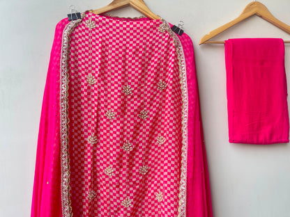 Mul chanderi printed ladies unstitched suit Rc19238