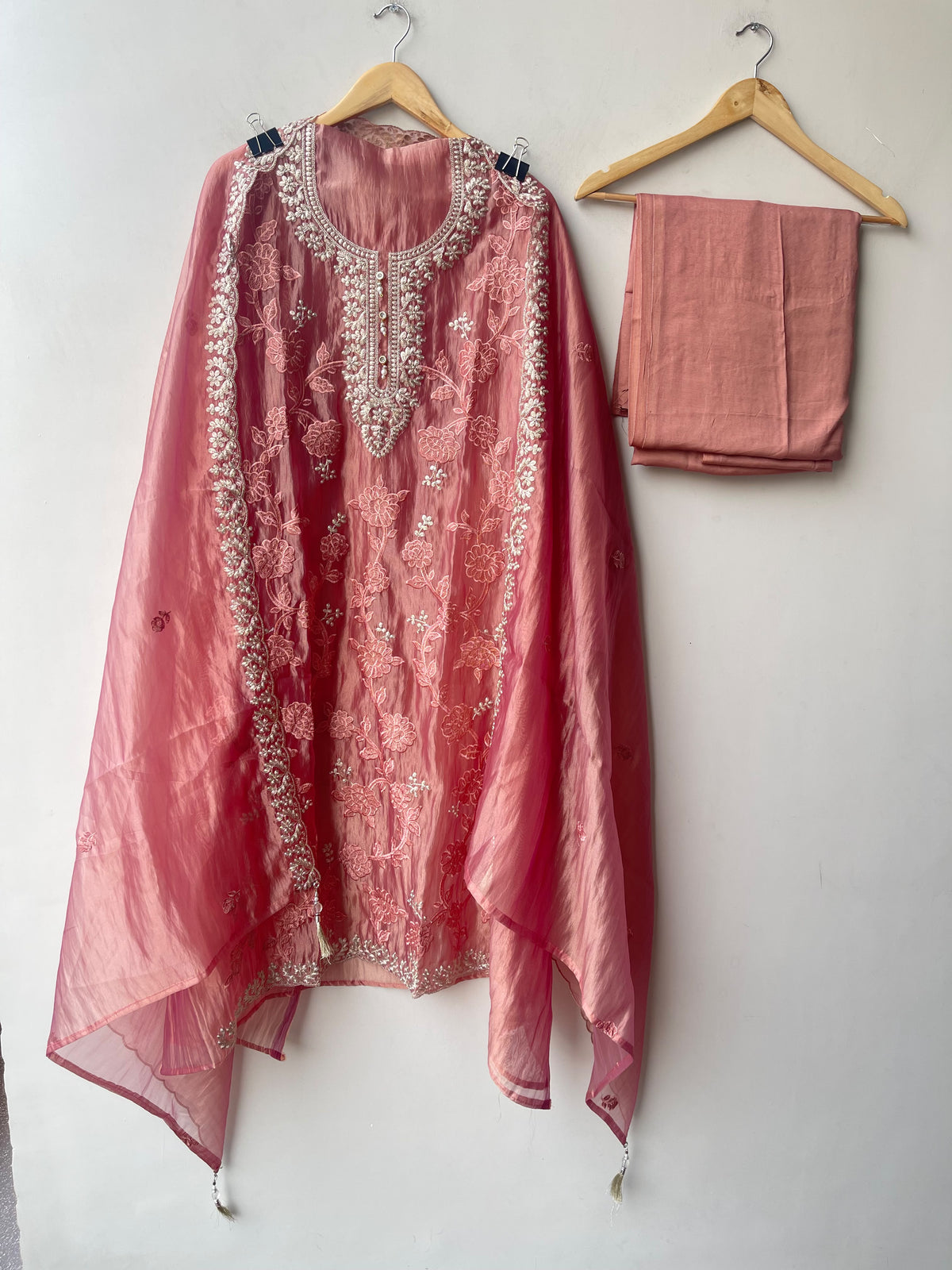 Exquisite Shimmer Tissue Unstitched Designer 3 Pcs Suit Set