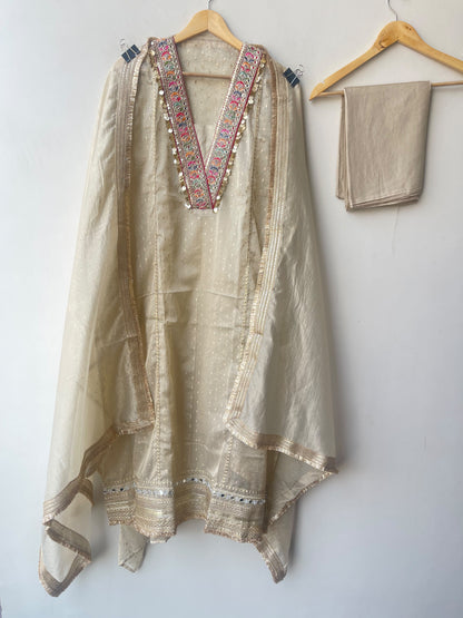 Banarasi shimmer tissue Embroidered Unstitched suit set
